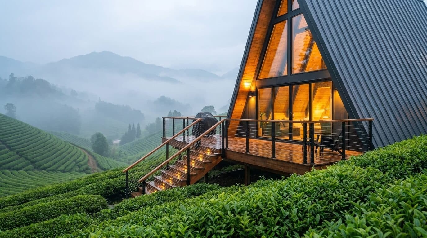 Misty Peaks A-Frame Luxury Villa nestled in emerald tea hills